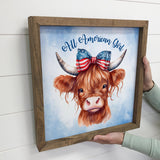 4th of July All American Girl Highland Patriotic Cow Sign-Lange General Store