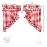 Cherry Ann Buffalo Check Ruffled Prairie Swag Curtains