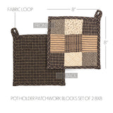 Kettlehurst 8x8 cotton pot holder patchwork design in dark creme and country black