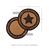 Blackstone Farm Star Braided 8" Trivet Set of 3