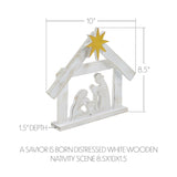 A Savior is Born Distressed White Wooden Nativity Scene-Lange General Store