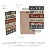 America Home Of The Free Because Of The Brave w/Stars & Stripes Wall Sign-Lange General Store