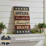 America Home Of The Free Because Of The Brave w/Stars & Stripes Wall Sign-Lange General Store
