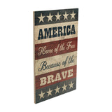 America Home Of The Free Because Of The Brave w/Stars & Stripes Wall Sign-Lange General Store