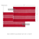 Arendal Red Stripe Fringed Placemat Set of 2-Lange General Store