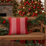 Arrie Red Stripe Fringed Pillow-Lange General Store