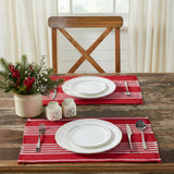 Arrie Red Stripe Fringed Placemat Set of 2-Lange General Store