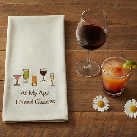 At My Age Need Glasses Dishtowel-Lange General Store