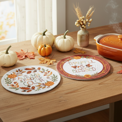 Square Autumn Blessed Trivets lifestyle image