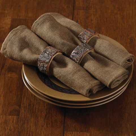 Bark Wood Napkin Rings Set of 4