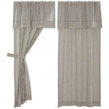 Barn Gray & White TIcking Short Panel Curtains-Lange General Store