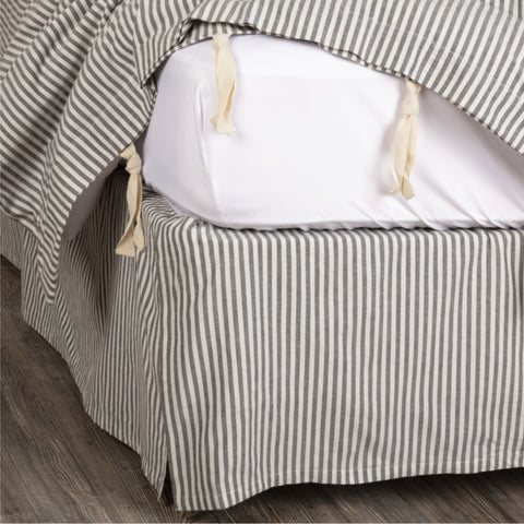 Barn Gray & White Ticking Bed Skirt-Lange General Store
