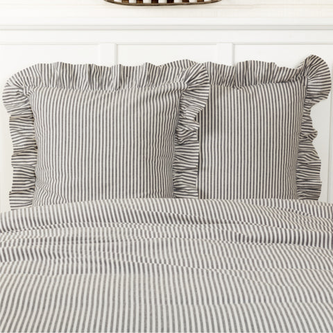 Barn Gray & White Ticking Euro Sham-Lange General Store