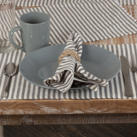Barn Gray & White Ticking Napkin Set of 4-Lange General Store