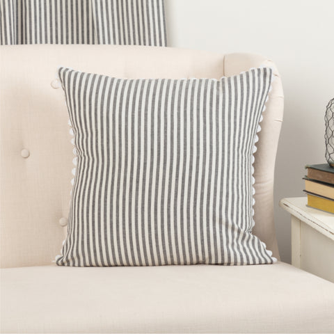 Barn Gray & White Ticking Pillow Cover-Lange General Store