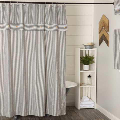 Barn Gray & White Ticking Shower Curtain-Lange General Store