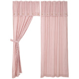 Barn Red & White Ticking Panel Curtains-Lange General Store