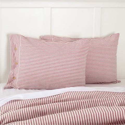 Barn Red & White Ticking Sham-Lange General Store