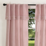 Barn Red & White Ticking Short Panel Curtains-Lange General Store