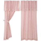 Barn Red & White Ticking Short Panel Curtains-Lange General Store