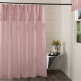 Barn Red & White Ticking Shower Curtain-Lange General Store