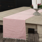 Barn Red & White Ticking Table Runners-Lange General Store
