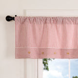 Barn Red & White Ticking Valance-Lange General Store