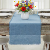 Burlap Blue Fringed Table Runners - Lange General Store