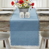 Burlap Blue Fringed Table Runners - Lange General Store