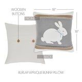 Baxter Burlap Grey Bunny Pillow-Lange General Store