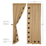Baxter Burlap Natural with Black Stars Panel Curtains-Lange General Store