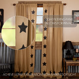 Baxter Burlap Natural with Black Stars Panel Curtains-Lange General Store