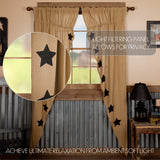 Baxter Burlap with Black Stars Long Prairie Curtains-Lange General Store