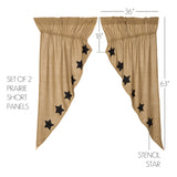 Baxter Burlap with Black Stars Prairie Curtains-Lange General Store