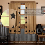 Baxter Burlap with Black Stars Short Panel Curtains