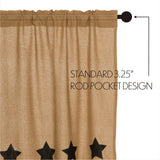 Baxter Burlap with Black Stars Short Panel Curtains