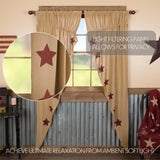 Baxter Burlap with Burgundy Stars Long Prairie Curtains-Lange General Store