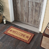 Barn Star Burgundy Check Door Mats-Lange General Store