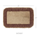 Bedford Burgundy Check Burlap Natural Bath Mat