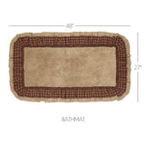 Bedford Burgundy Check Burlap Natural Bath Mat