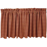 Burgundy Check Tier Curtains 24"-Lange General Store