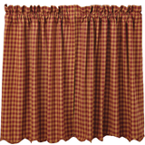 Burgundy Check Tier Curtains 36"-Lange General Store