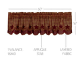Bedford Burgundy Star Layered Lined Valance