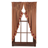 Burgundy Star Prairie Curtains-Lange General Store