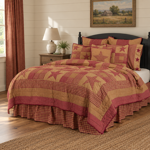 Bedford Burgundy Star Quilt farmhouse bedroom image