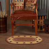 Bedford Burgundy Tan Star Braided Rug Collection-Lange General Store