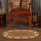 Bedford Burgundy Tan Star Braided Rug Collection-Lange General Store