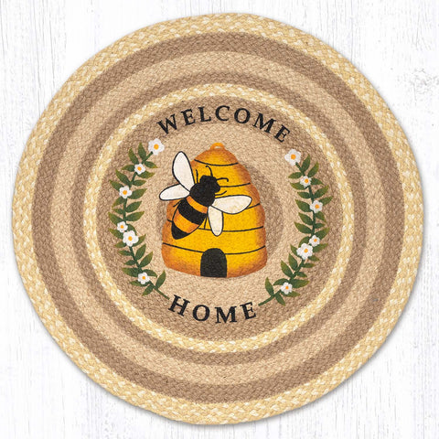Bee Welcome Home Round Braided Rug-Lange General Store