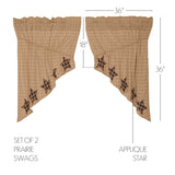 Bingley Star Applique Star Prairie Swag Curtains-Lange General Store