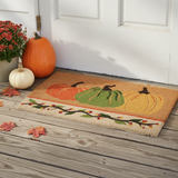 Bittersweet & Pumpkins Door Mat lifestyle photo on a farmhouse porch